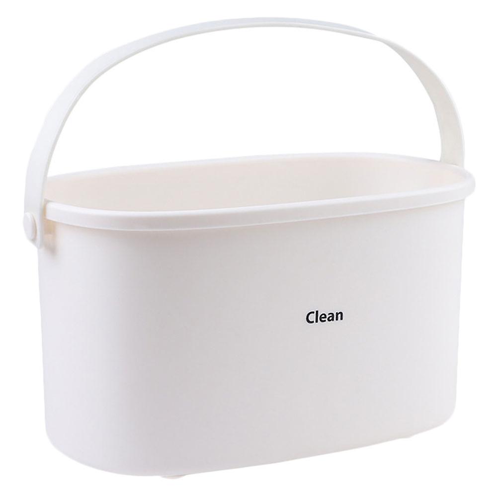 Bathroom Storage Basket with Handle for Holding Products Hollowed Design Easy Drainage White PP