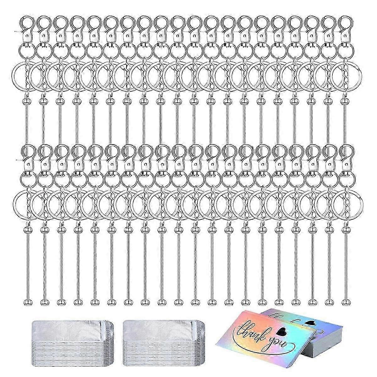 Beadable Keychain Bars Bulk Blank Cute Keychains Bar for Beads Purse Keychains for Women Man