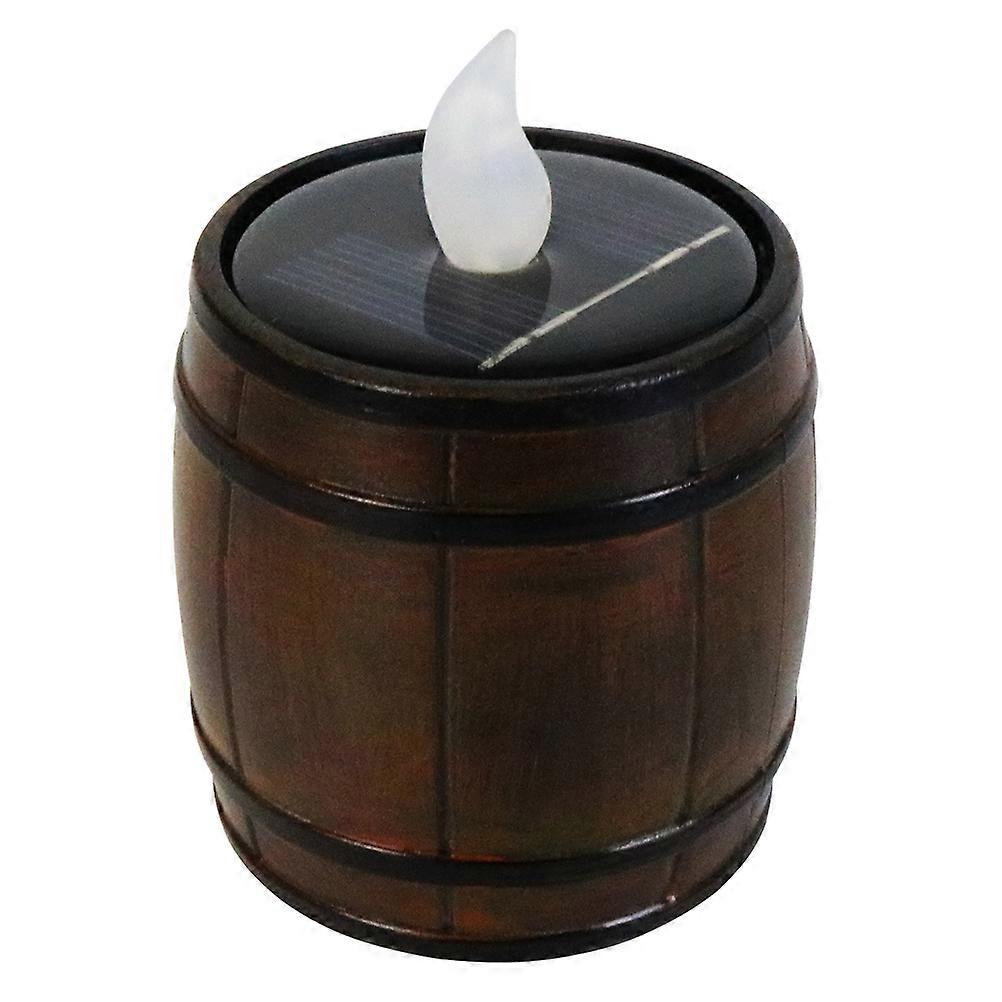 Solar Powered Tealight Candle, Flameless Outdoor Lantern for Garden Decor, Compact & Safe Solar Tea Candle for Home Use, Elegant Barrel Design
