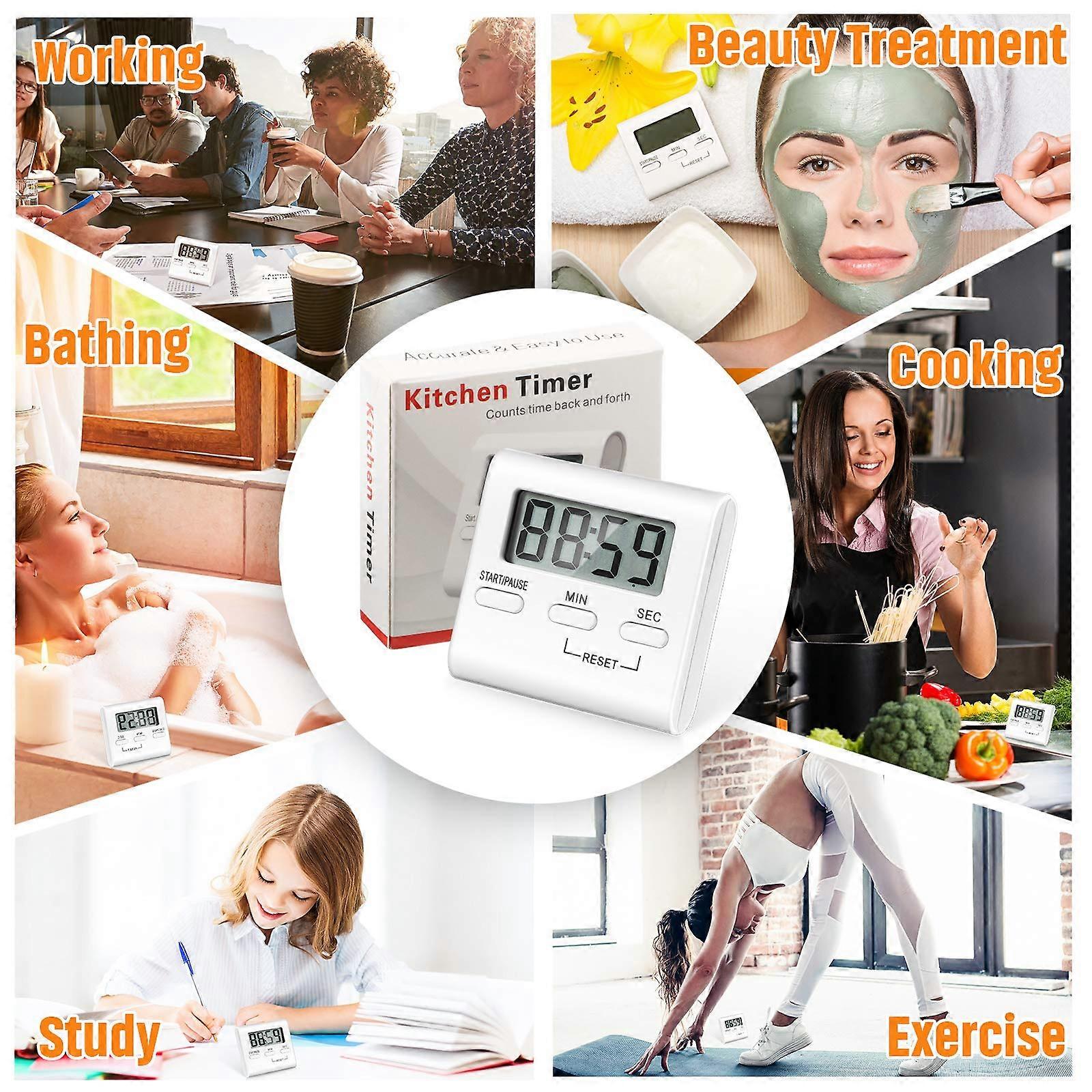 Countdown Timer with Loud Alarm  Digital Kitchen Cooking Timers  Egg Timer 4 Pieces Timers  Kitchen Timer for Cooking