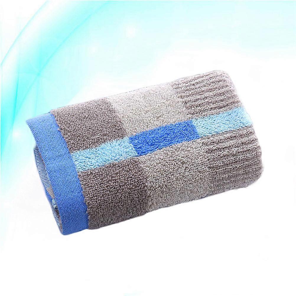 Spa Use Cotton Bath Towel Thicken Grid Pattern for Sensitive Skin Users Blue 35x75 Cm Absorbent 1Set