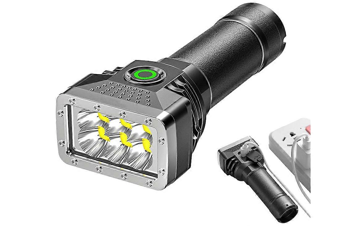 Flashlights LED - 6 LED Flashlights High Lumens Rechargeable | Wide Beam Flashlight 4 Modes Waterproof Power Display Flashlight(Black)