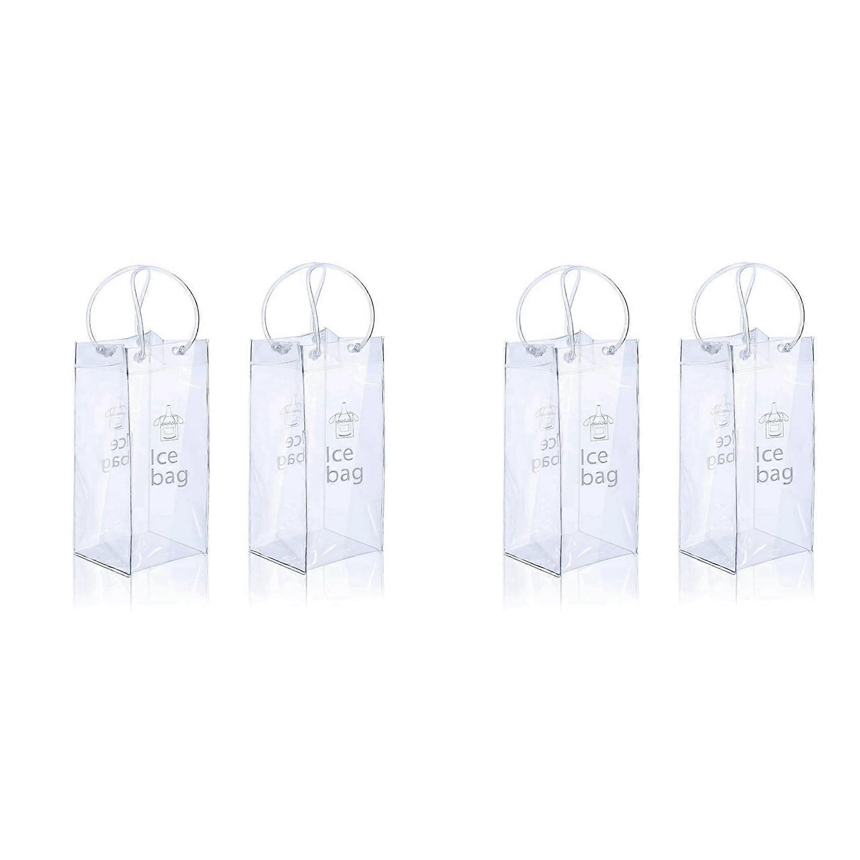 Wine Cooler Bags, Portable Transparent Foldable Wine Tote for Outdoor Champagne, 4 Pack