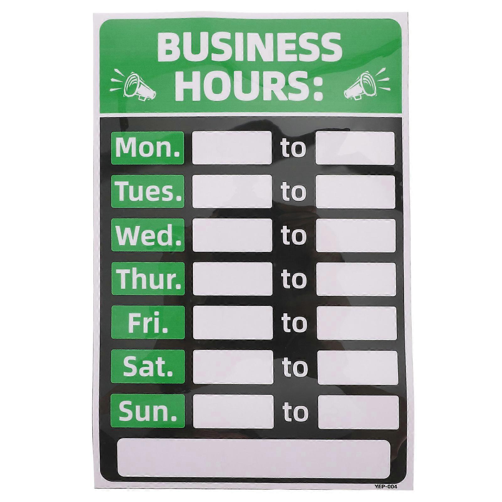 Heures d’ouverture Heures d’ouverture Autocollant Signalisation de bureau Rectangle Pvc Résistant à l’huile Conception d’entreprise 1Pack