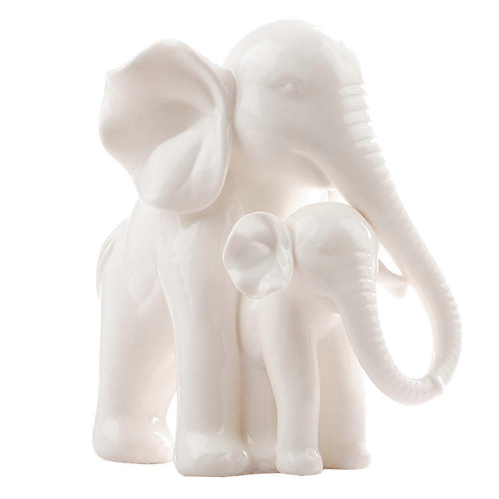 Ceramic Elephant Statue Mother and Shape Realistic Modeling For Living Room Decor present 1Set
