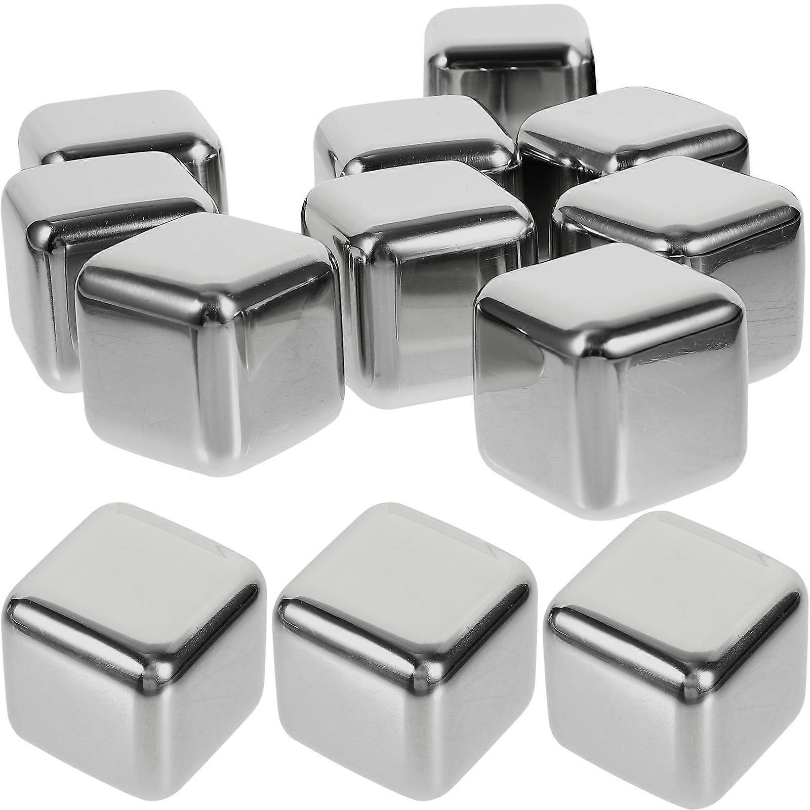 12pcs Stainless Steel Ice Cubes, Food Grade Metal Whiskey Stones for Chilling Drinks Without Dilution, Ideal for Bars, Parties & Home Use