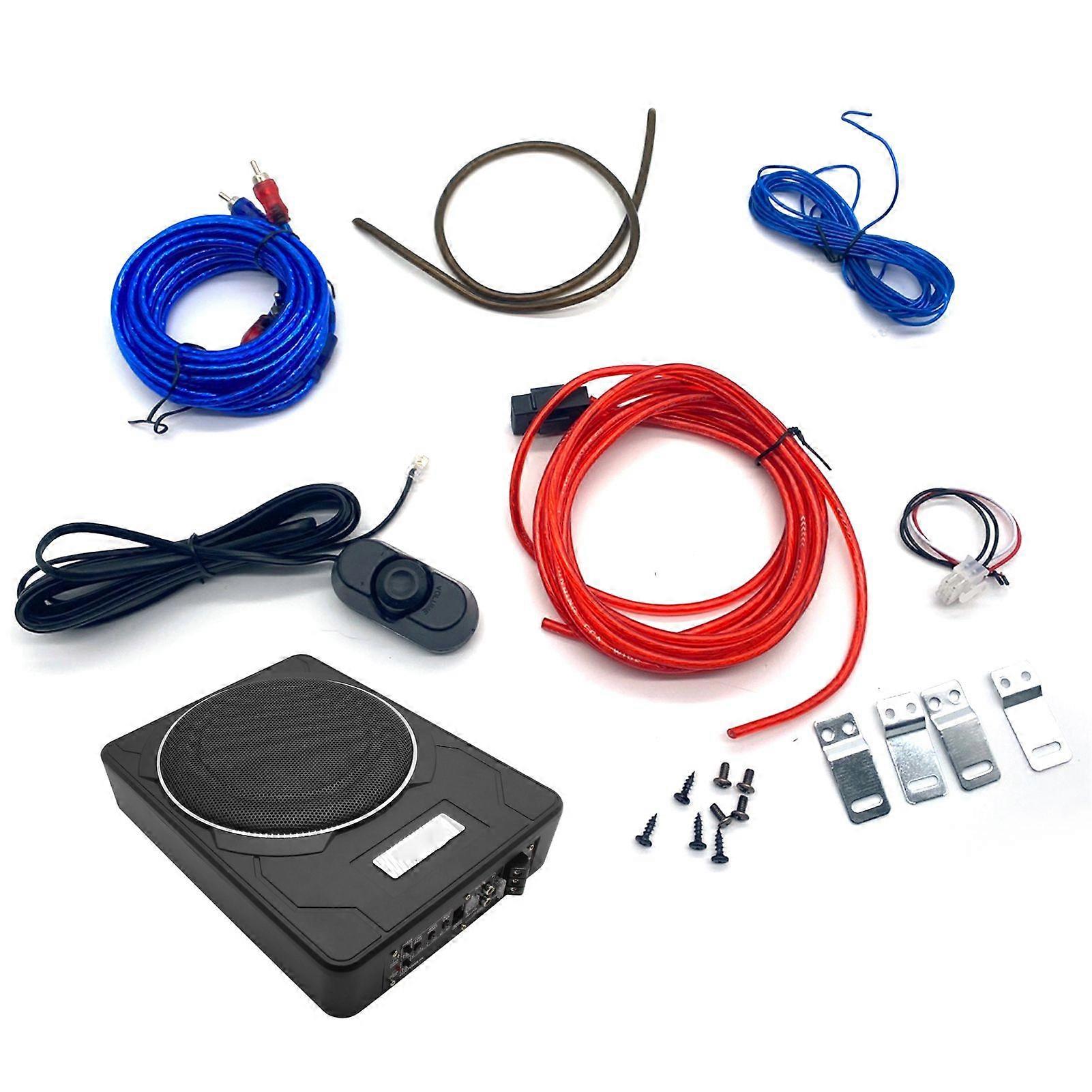 10" 1200W Car Subwoofer, 12V Slim Under Seat Powered Bass Speaker Amp Installation Kit Built in Amplifier MK22041