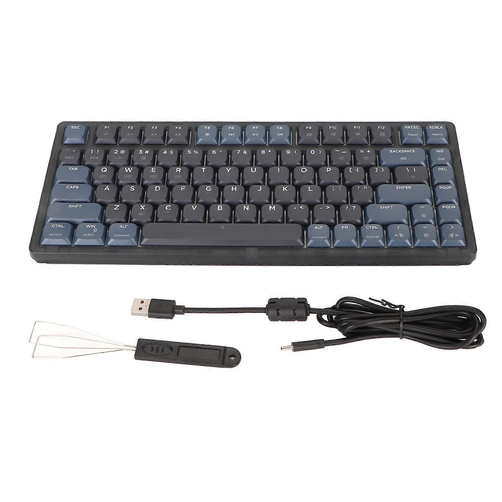 83 Keys Mechanical Gaming Keyboard, USB Wired, 2.4GHz, Wireless, 5.2 BT, Three Modes, White Light