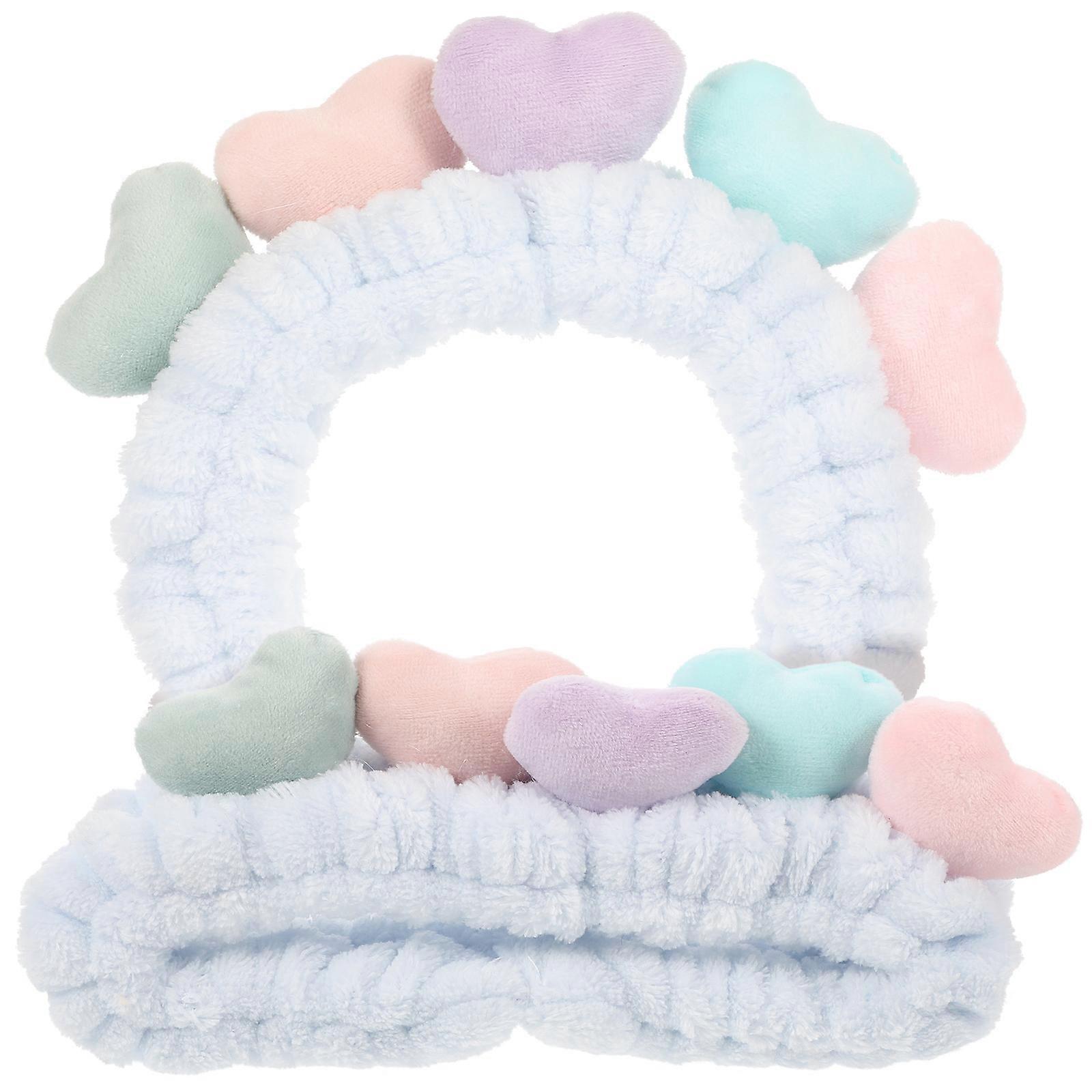 Hairbands Women Heart Plush Headband Daily Use Cloth Material Elastic Style Face Washing 2Pcs
