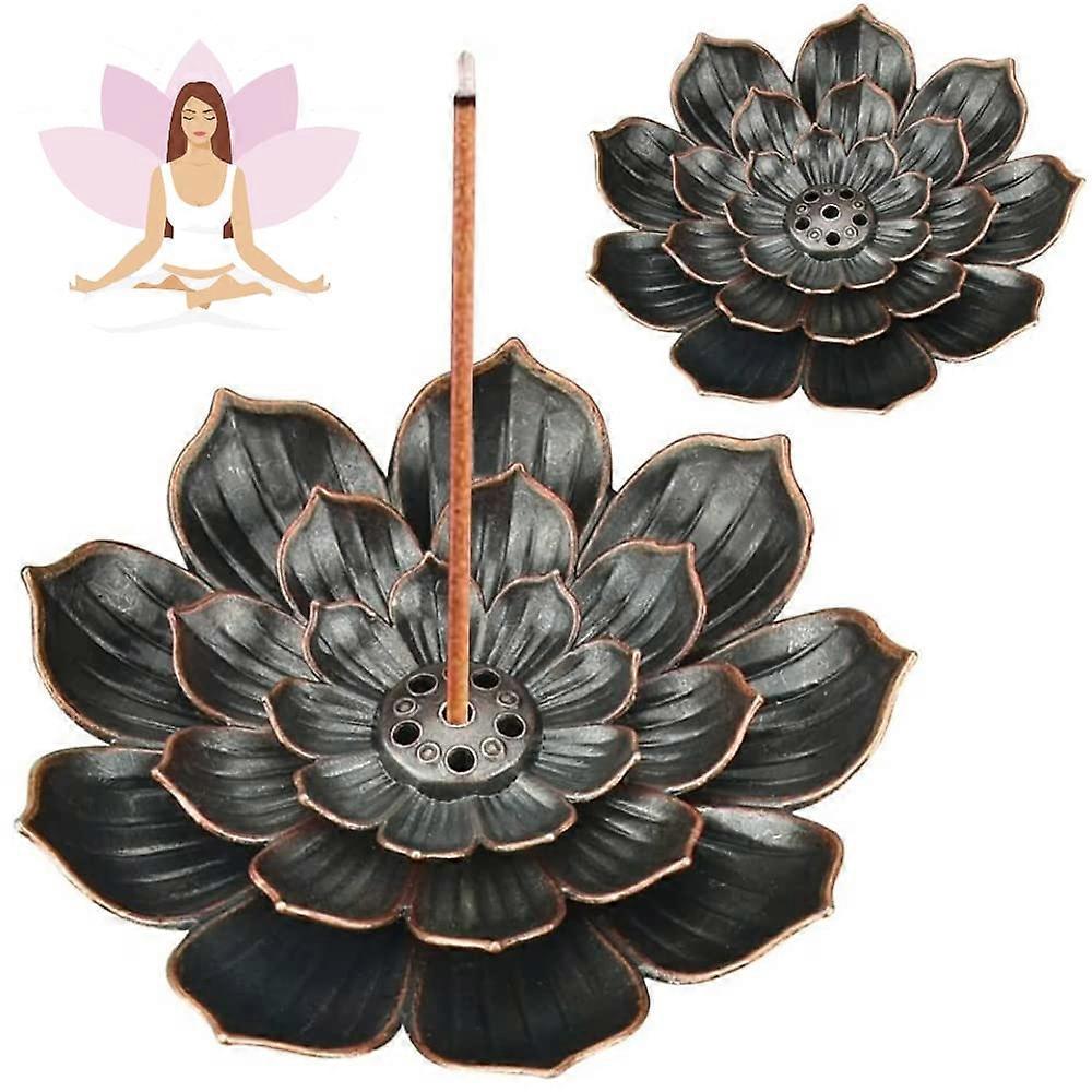 Lotus Stick Incense Burner Set of 2, 6 Hole Incense Holder for Sticks and Cones, Ideal for Yoga and Tea House Decor