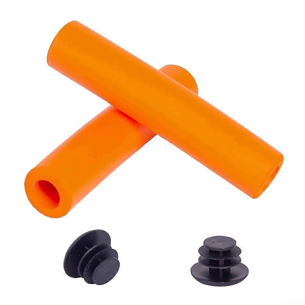 Comfortable silicone sponge bicycle handlebar grips, easy to install and maintain (Orange)