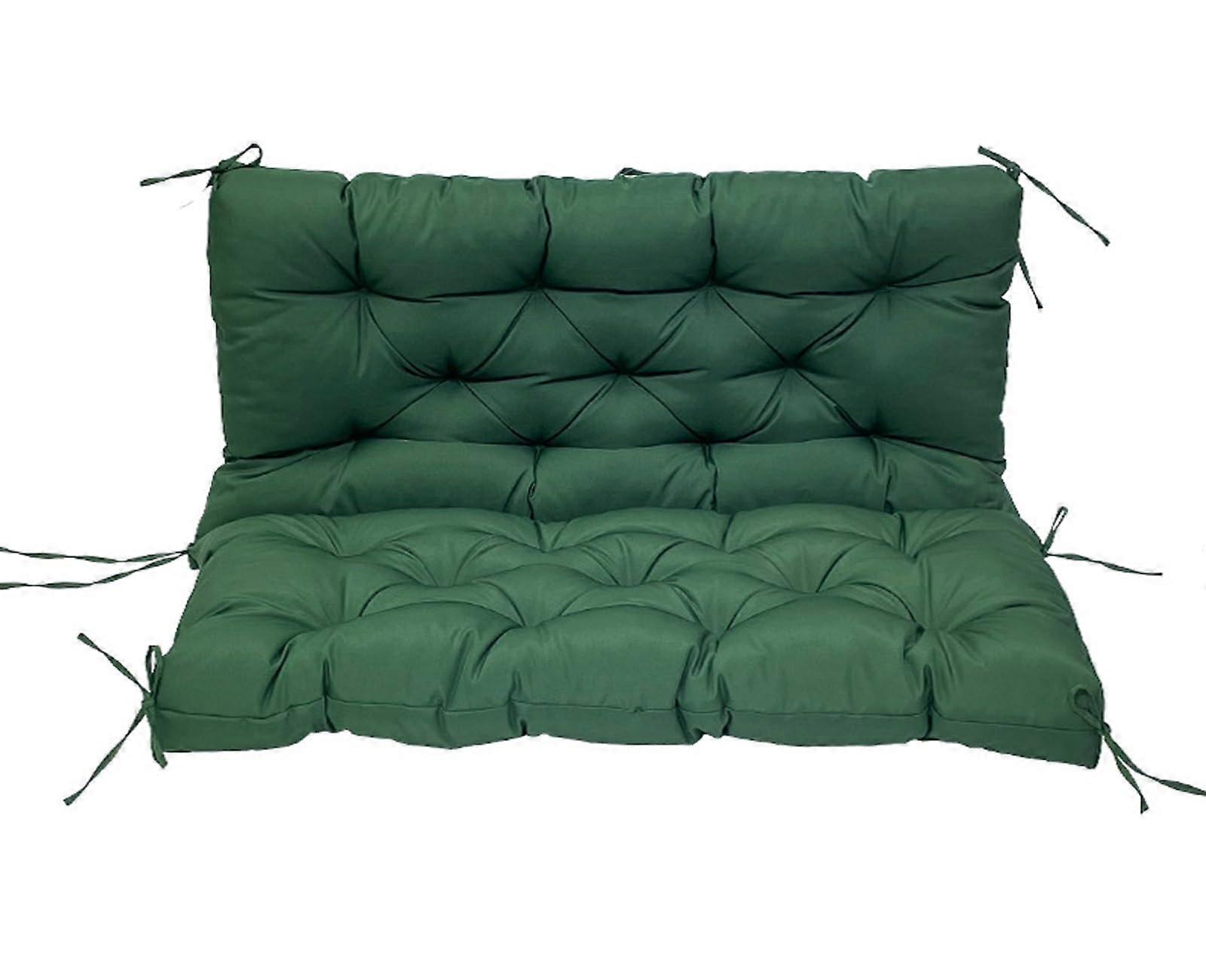 Waterproof Garden Swing Seat Cushion with Backrest, Dark Green, 150 x 100 cm for Outdoor Furniture, 2-3 Person Compatibility