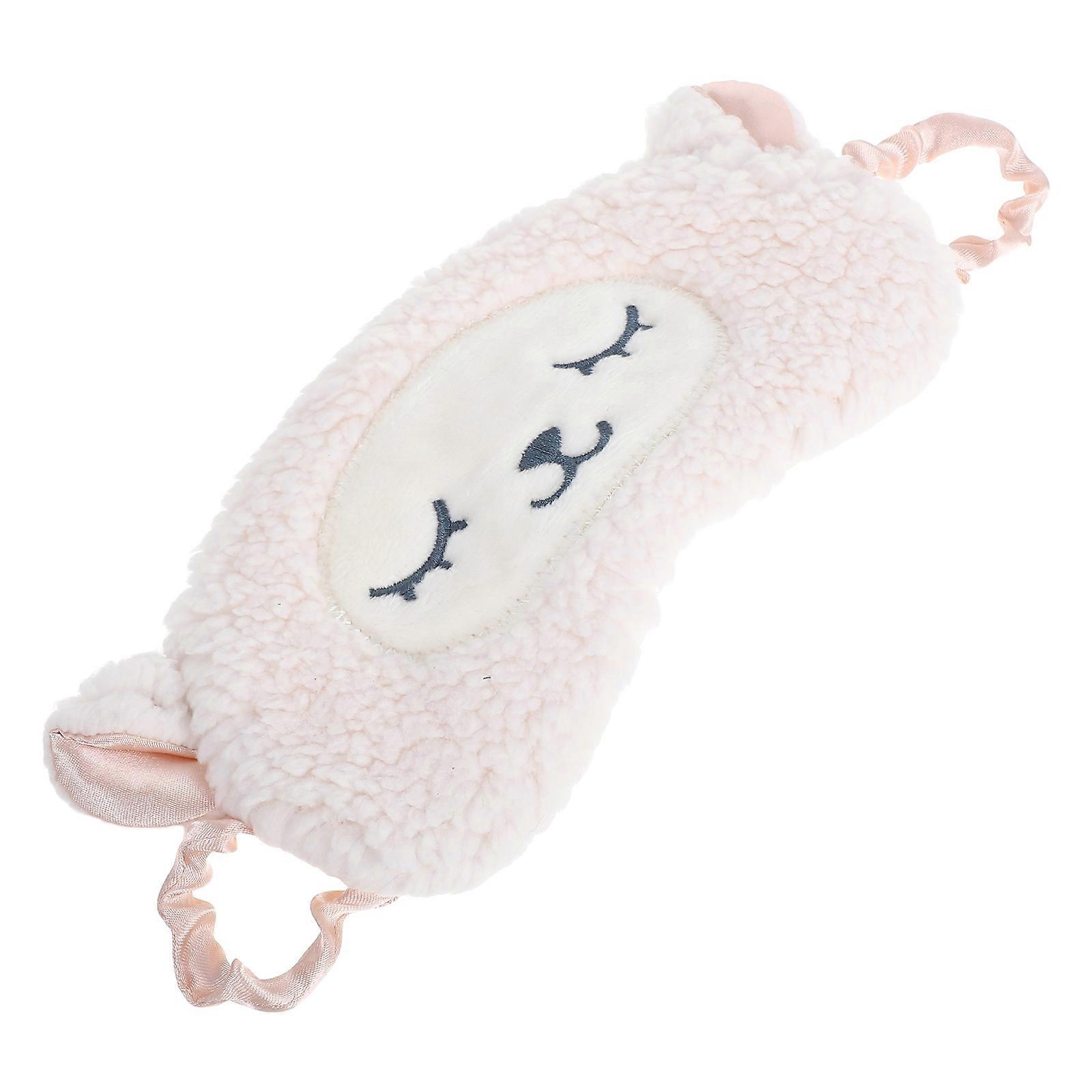 Travel Sleep Mask Sheep Shaped Eye Cover With Elastic Strap Light Blocking For Home And Travel Use Plush 1Pcs