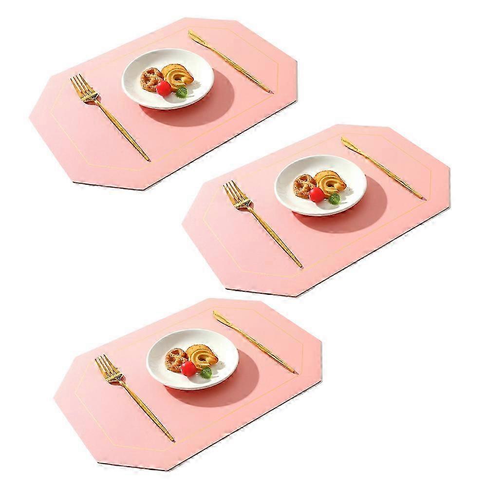 Solid Color Double Square Leather Place Mat for Dining Tables