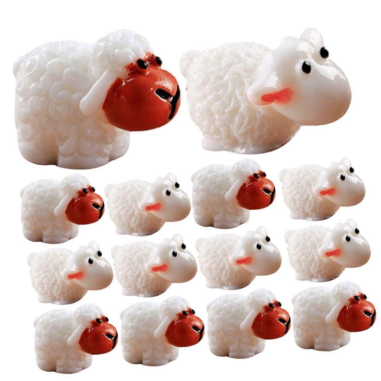 Mini Sheep Model 20 Pieces Small Resin Sheep Ornaments DIY Bonsai Lamb Decorations White 3 Sets for Parties