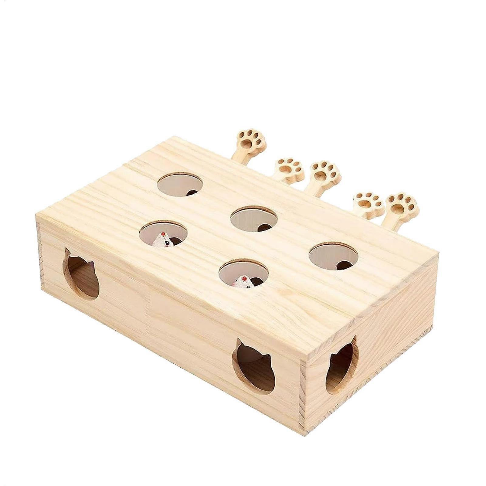 Interactive Cat Toy for Kittens and Cats, Wooden Portable Pop and Play Game, 32 x 26 x 10 cm, Indoor and Outdoor Use