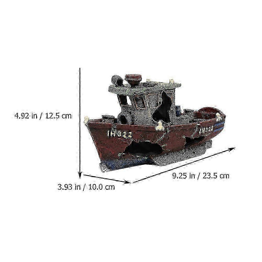 1pc Aquarium Fishing Boat Decor for Fish Tank Craft and Decoration