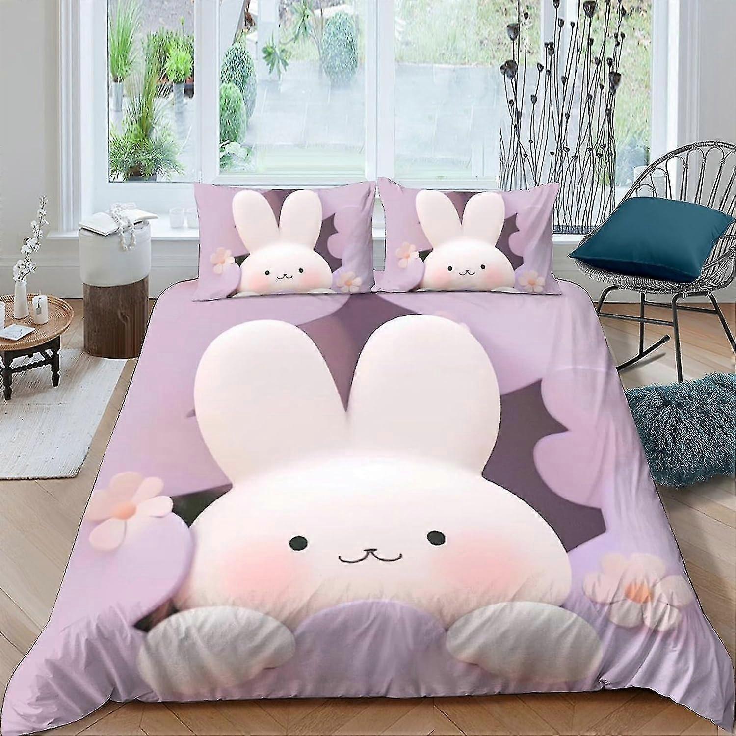 Cartoon Pattern Rabbit Duvet Cover Bedding Set Comforter Cover Bedspread Room Decor Double