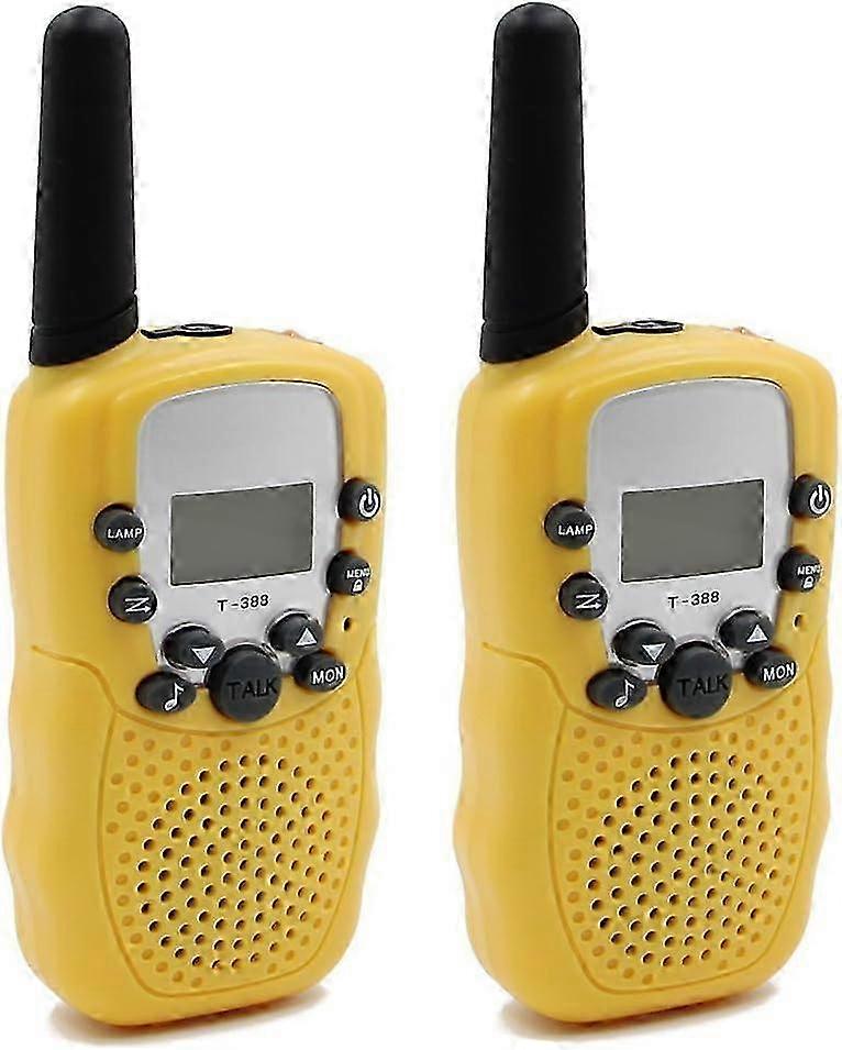 Kids Walkie Talkie Two-Way Radio Intercom Channel with VOX LCD Display Built-in LED Flashlight, 1 Pair (Yellow)