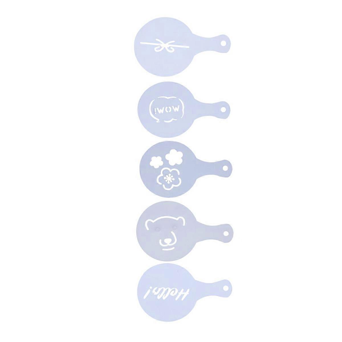 Latte Tools Coffee Stencil Set For Bakers Cake Decoration 8.5cm Diameter White Color 10Pcs