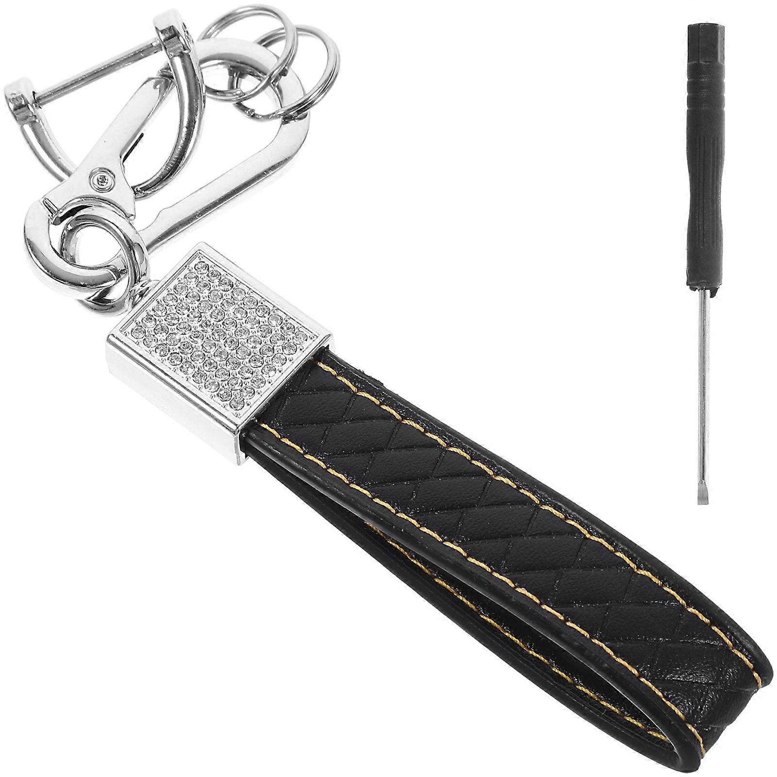 Cute Keychain Bag Charm Women Everyday Use Hexagonal Grid Pattern Pu Leather Wearable Accessory 1Pcs