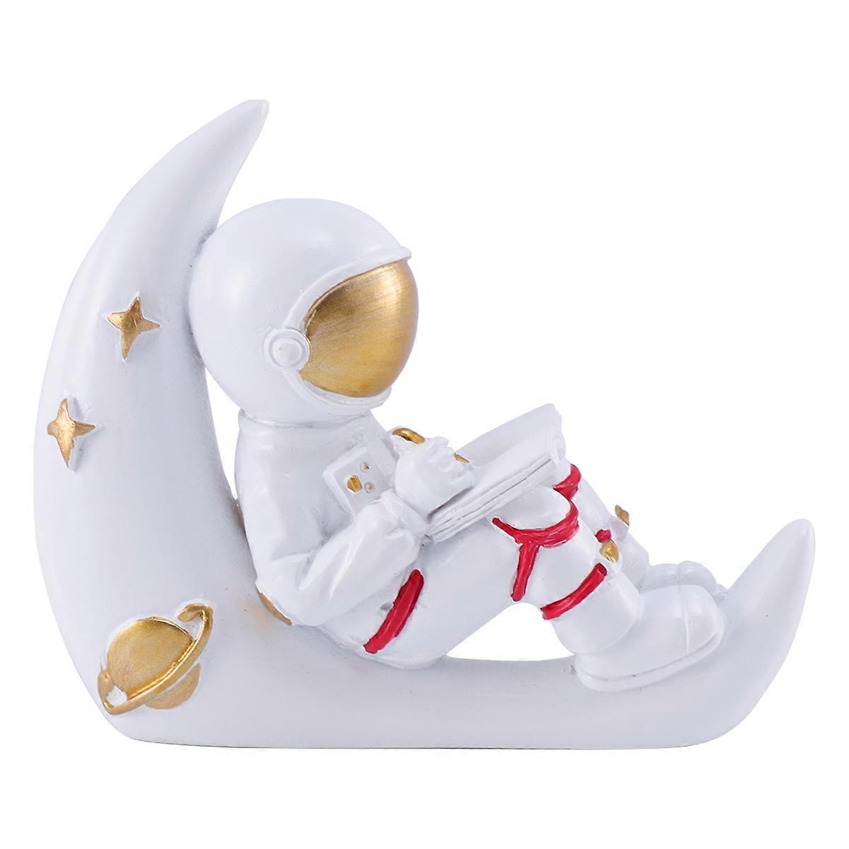 Astronaut Wall Decoration Decorative Sticker Home Decoration 8.2X7.1cm White Astronaut Sitting on Moon Style 1Pc