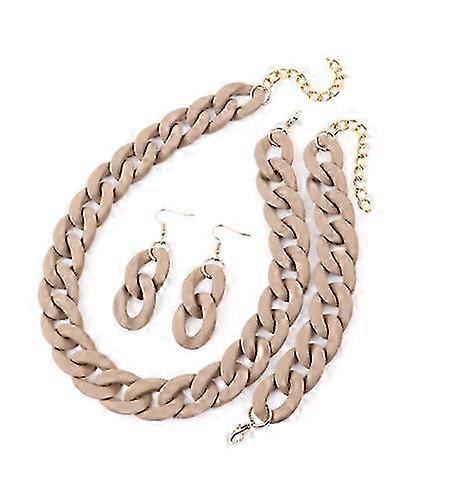 Ensemble de collier et de boucles d’oreilles en résine colorée pour les femmes - Bijoux de collier pendentif long en acrylique de mode