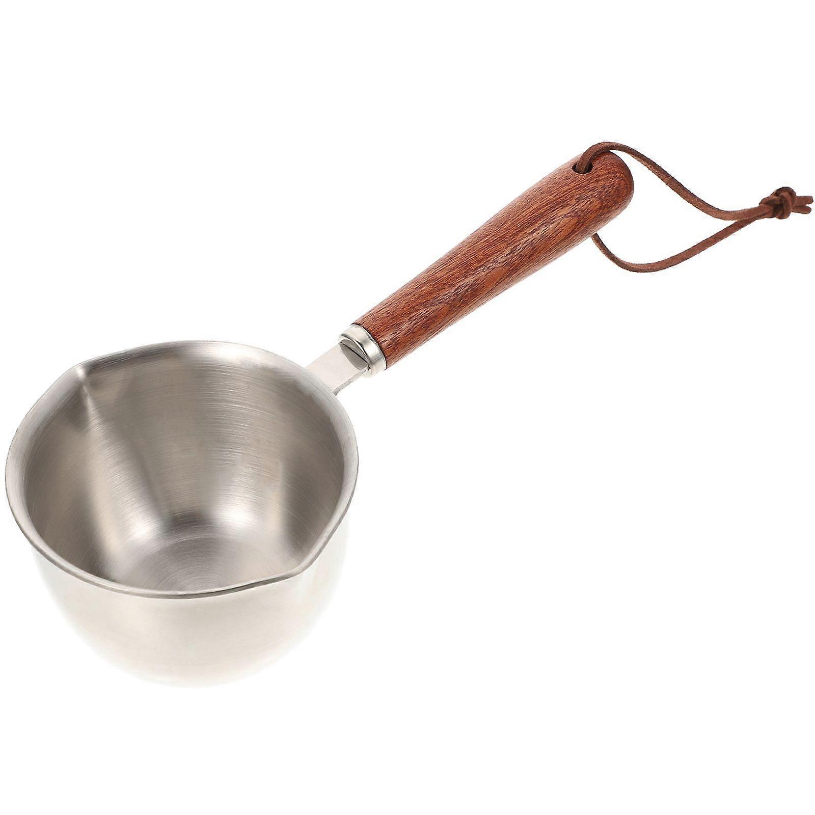 Metal Saucepan Reusable Sauce Pan Multi-use Saucepan with Wood Handle Small Saucepan