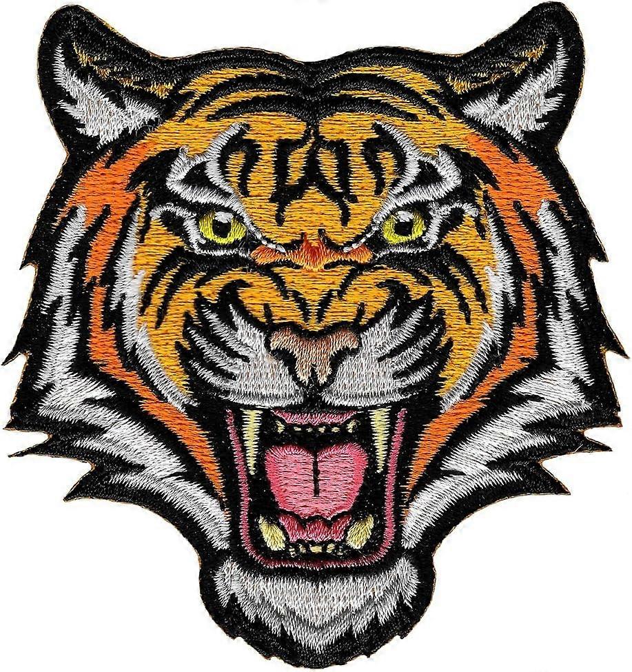 Tiger Patch Embroidered Iron-On Applique Roaring Bengal Striped
