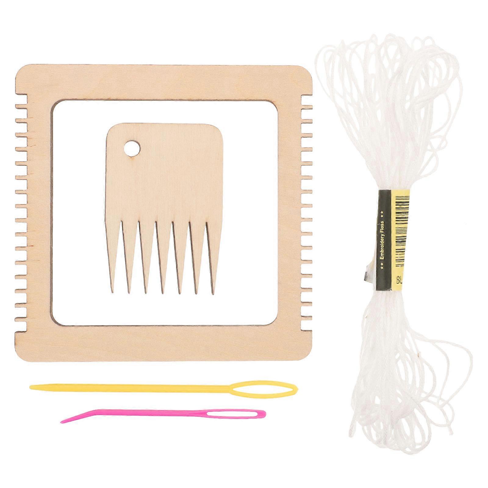 Cord Weaving Tool Set Woven Machine Darning Tools Set Diy Crafts Home Decoration 5.80X4.00X0.50CM Khaki Wood 1Set