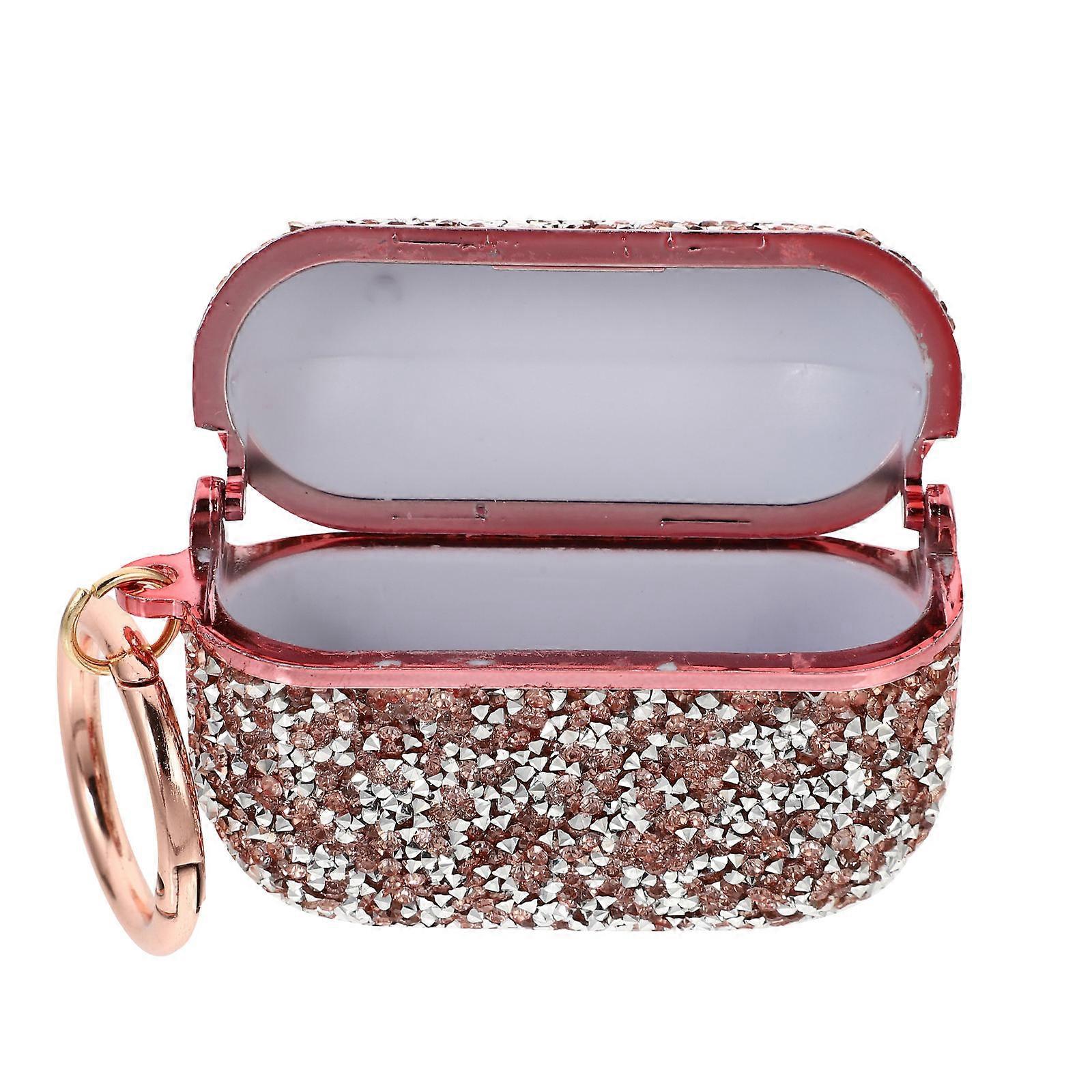 Stylish Rhinestone Earphone Case in Pink Color for Storage Use Made of Plastic 1pc