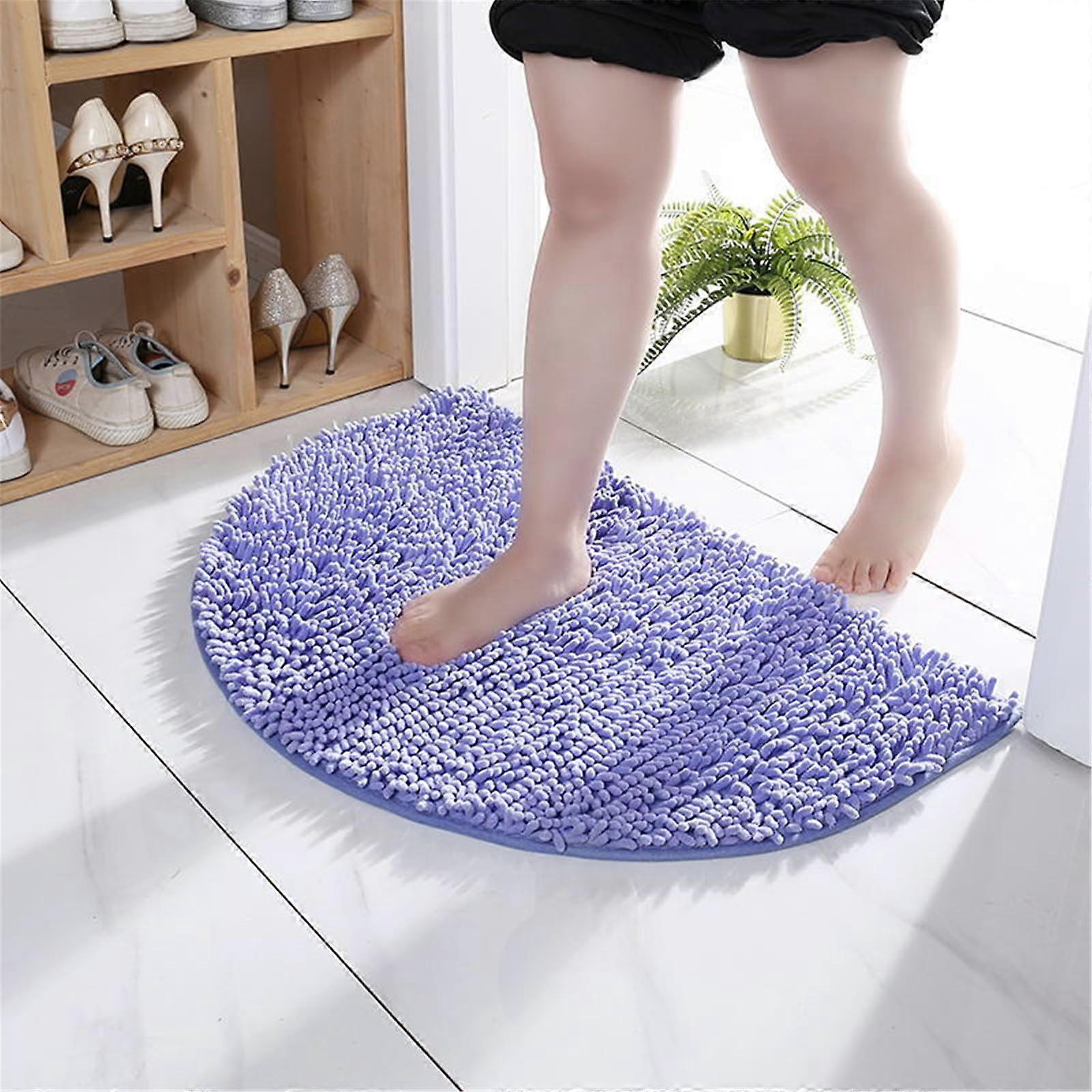 Chenille NonSlip Bath Mat, Soft Fluffy Absorbent Washable (Lavender, 60x90cm)