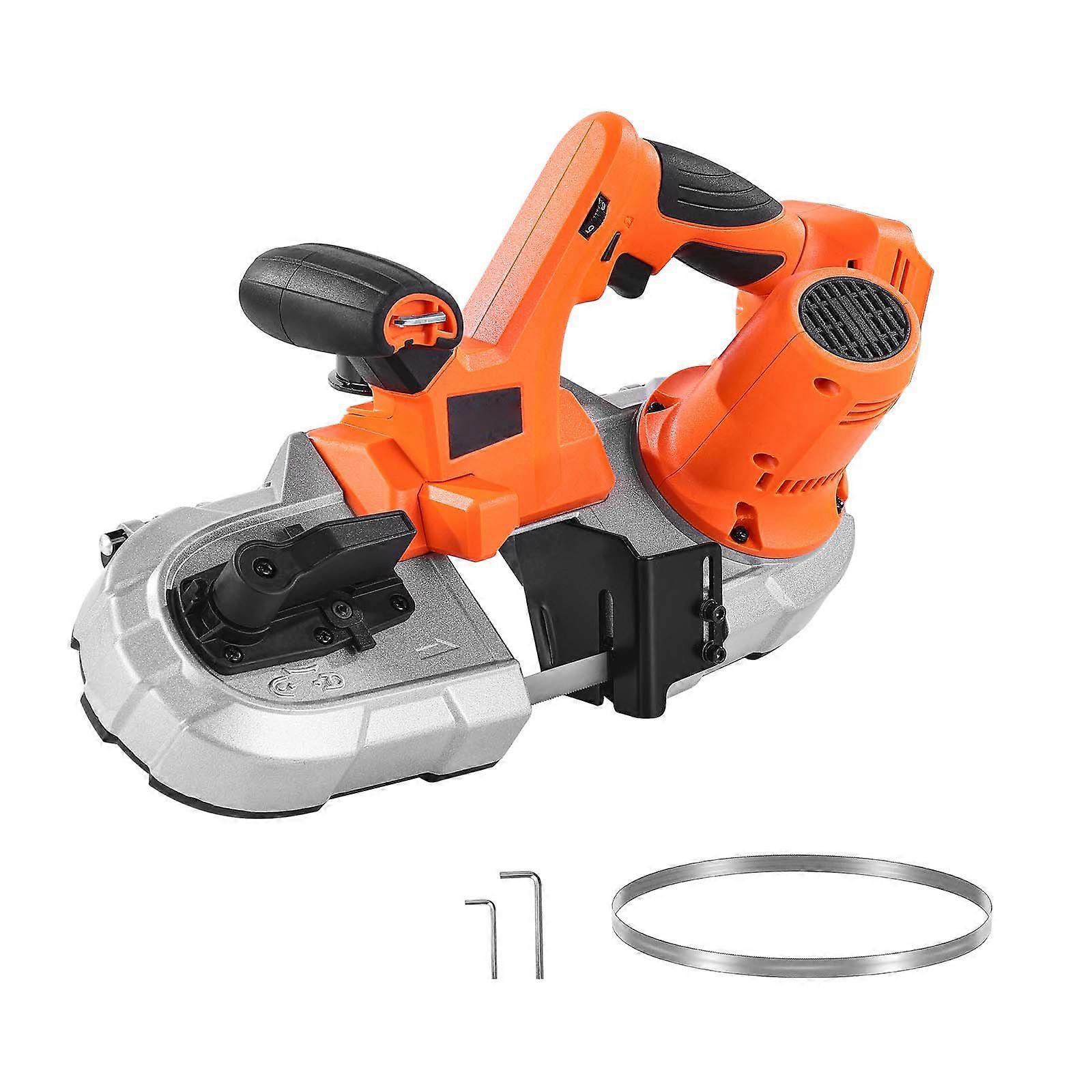 Scie à ruban portable, coupe profonde, 360 W, crochets intégrés, 0-192 m/min vitesse variable pour la coupe du métal, du bois (outil seul)