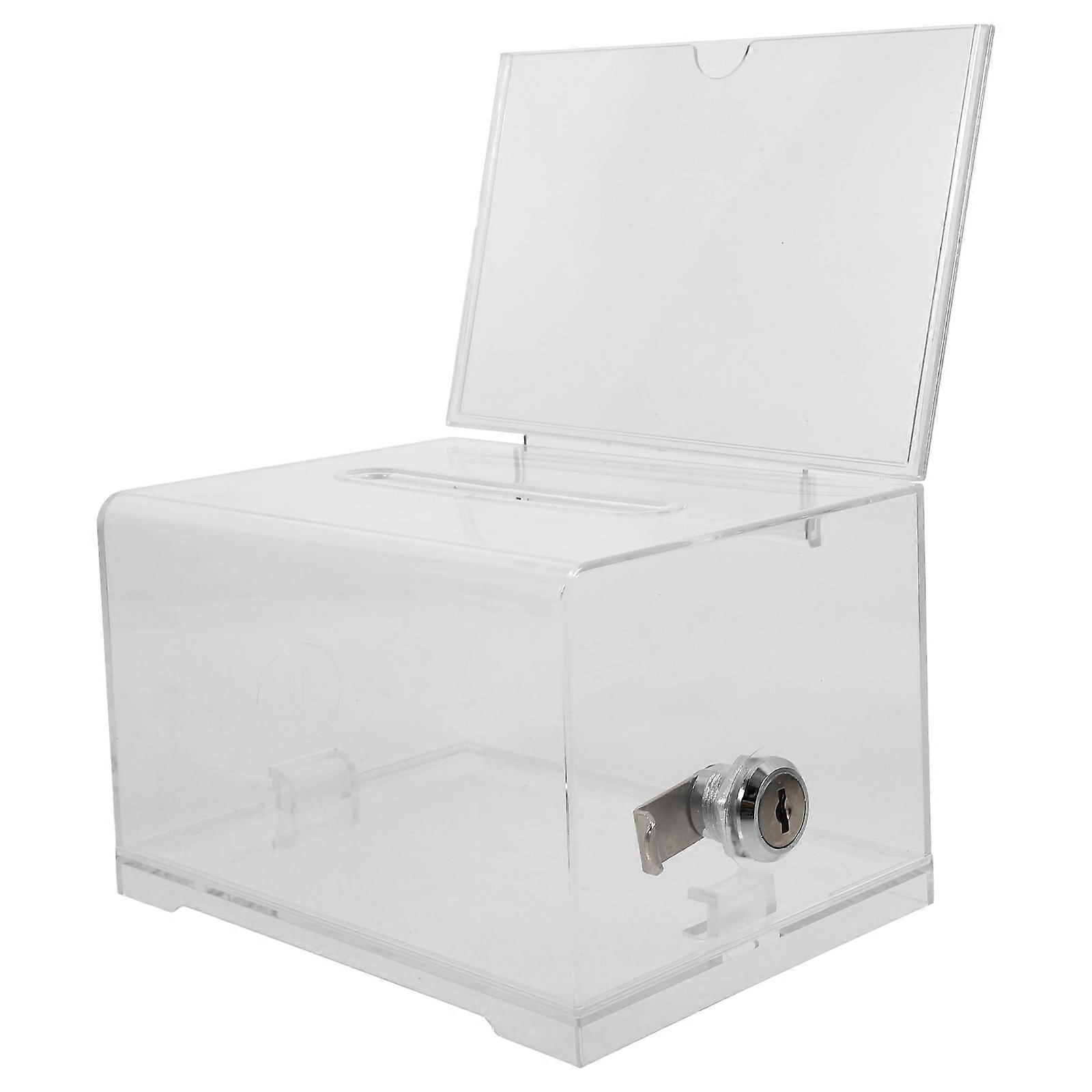 Clear Donation Box with Lock Slot for Money Votes Letters Suitable for Work Units and Public Spaces 1 Set