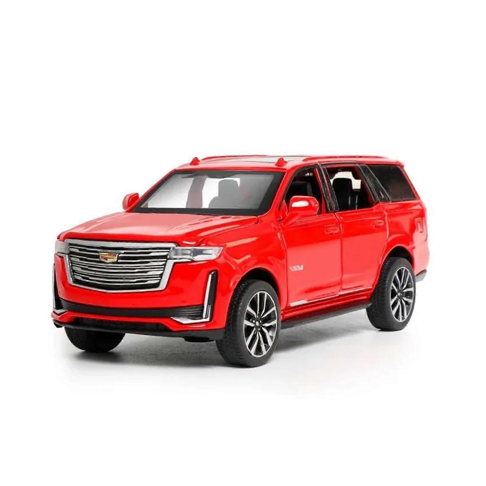 Scale Model 1:32 Escalade SUV Die-Cast Metal Alloy Model Car With Sound And Lights Pull-Back Red