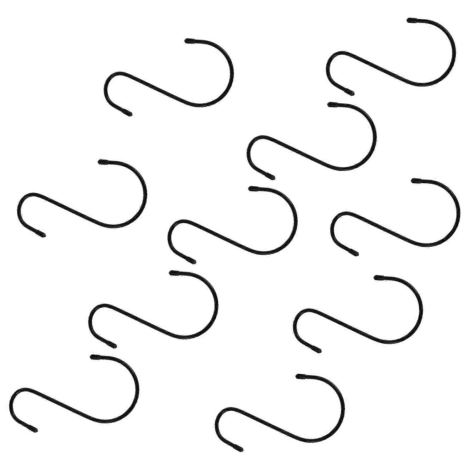 Black Iron S Shape Hooks for Hanging Use and Sturdy Suitable for Small Tableware 10Pcs