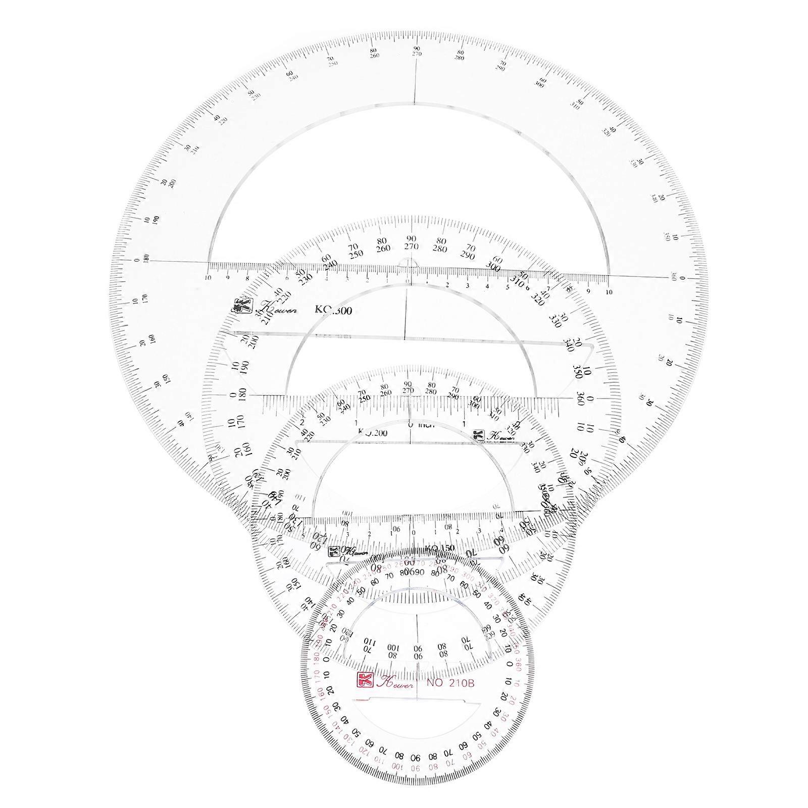 Circular Drawing Plastic Protractor For Art Projects 4Pcs
