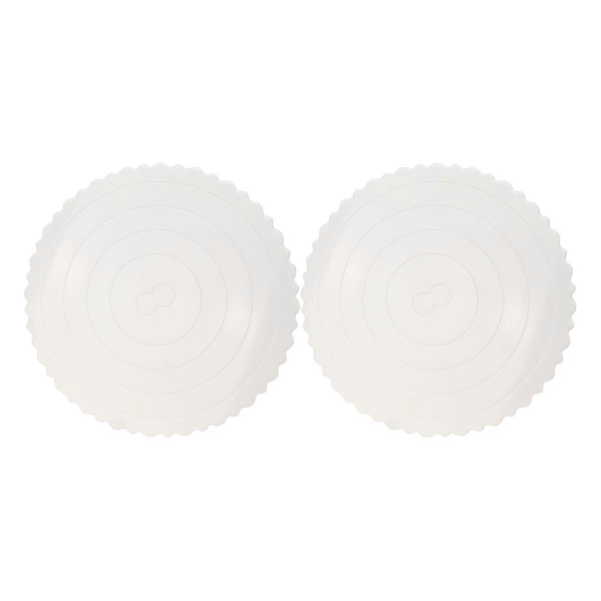 Reusable Plastic Cake Serving Tray for Beautiful Display in White 8 inch Lightweight and
