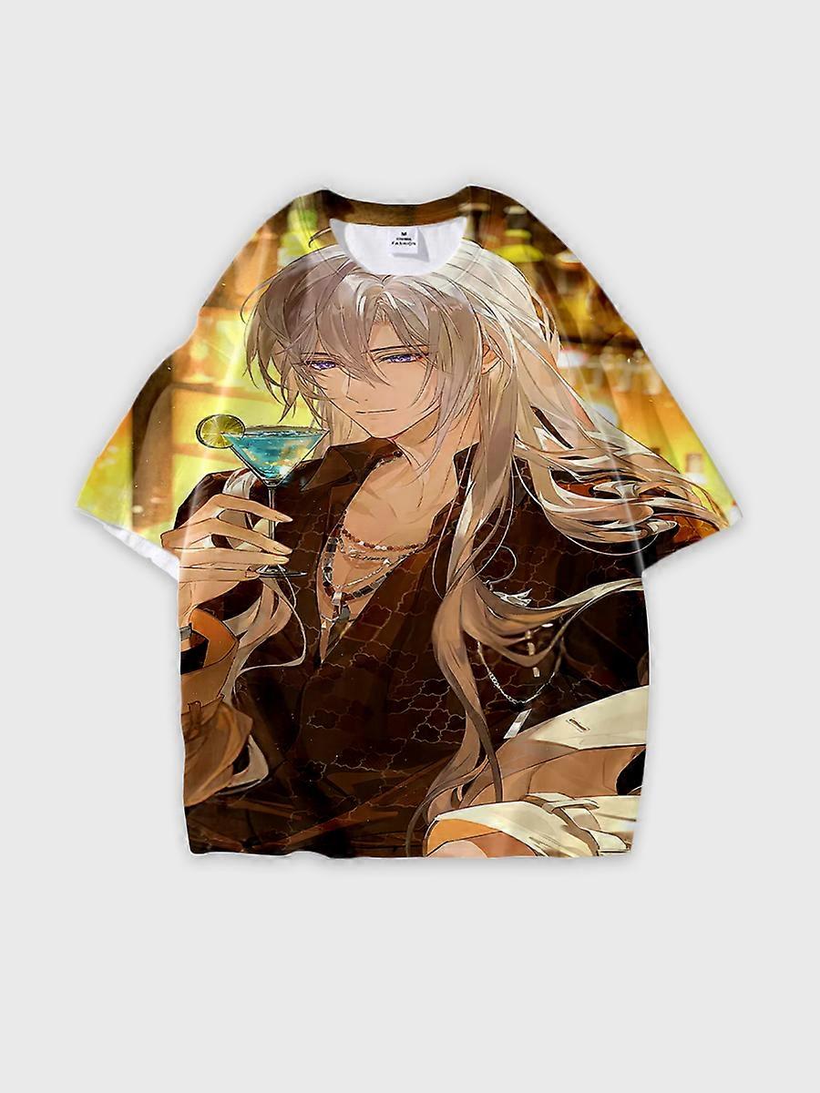 T-shirt round neck Animation Character Pattern loose short sleeve E2595