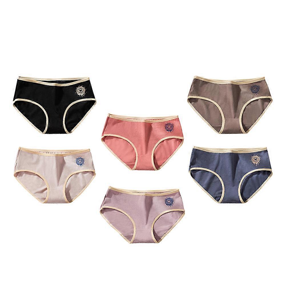 Breathable Women Briefs Mid-Waist Leakage Protection Comfortable Fit Triangle Shape 6Pcs