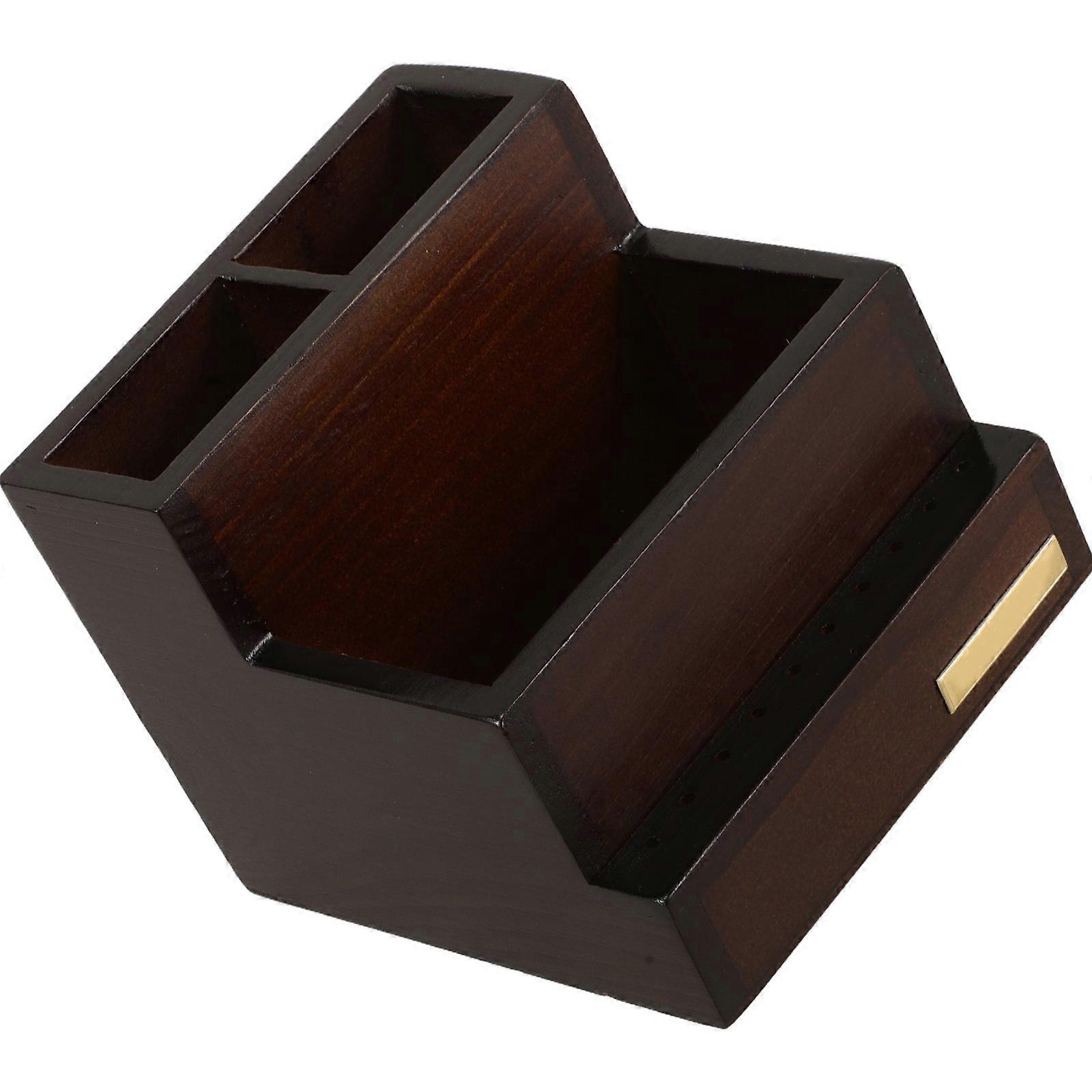 Solid Wood Nail Drill Bits Display Box Coffee Color Ample Storage for Manicure Tools 12.5 x 8.5 x 3.5 Inches