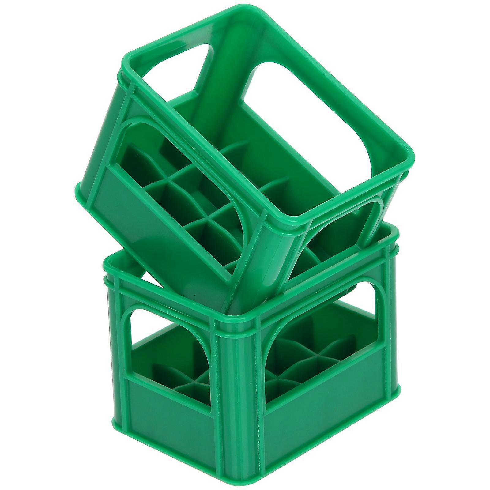 Miniature Storage Basket Set for Kids Green Plastic Dollhouse Accessories 2pcs