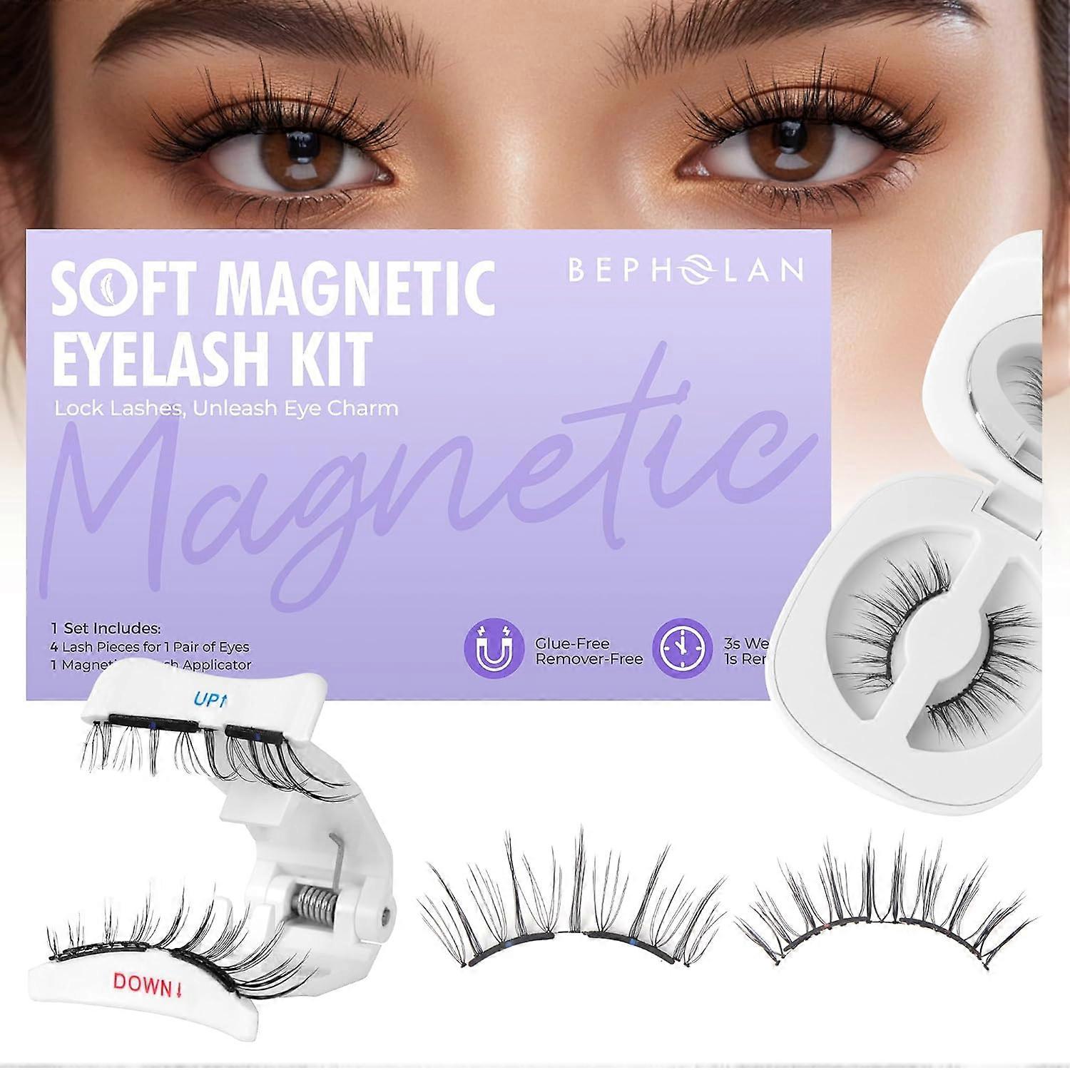 Soft Magnetic Eyelashes with Applicator, No Glue Required Reusable Soft Magnetic Eyelashes Natural Look Easy to Wear and Remove Waterproof Cruel
