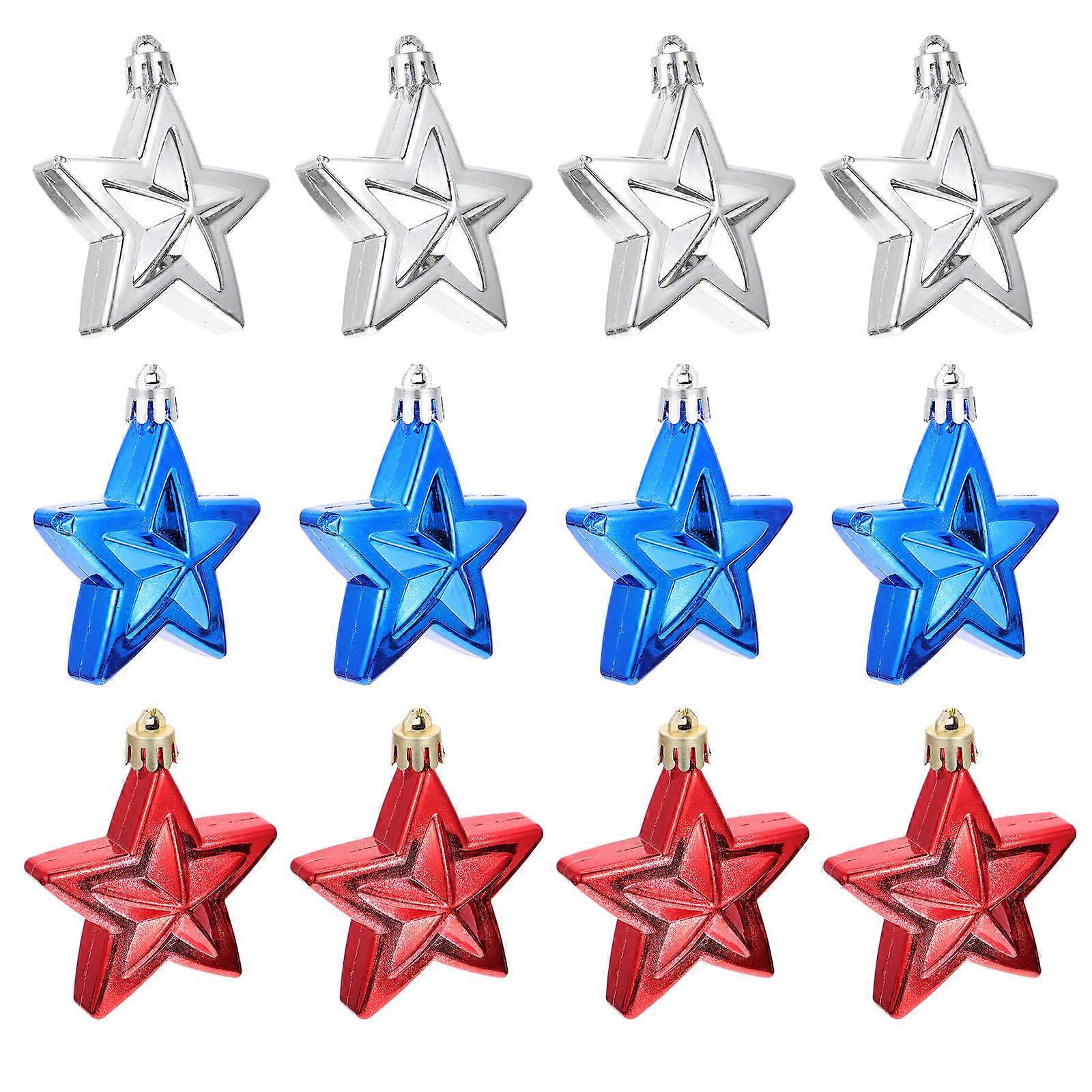 Independence Day Ornaments 12Pack Star Hanging Decorations Assorted Supplies Durability