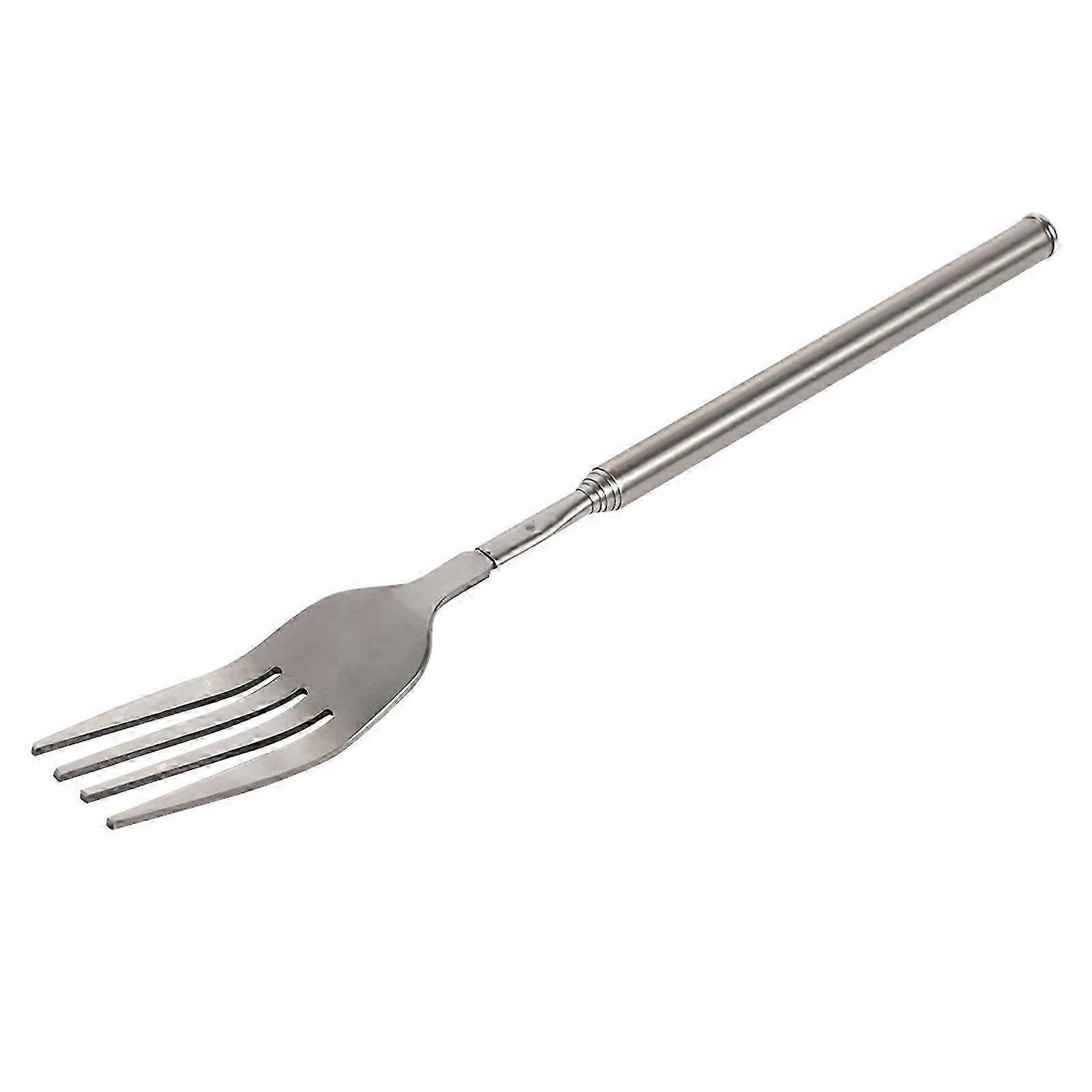 Telescopic Extendable BBQ Fork - Long Handle Stainless Steel Cutlery for Grilling, Dinner, Fruit & Dessert Serving