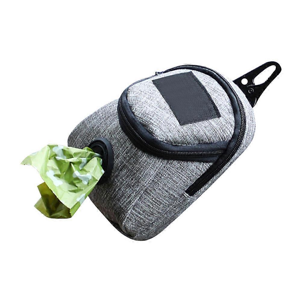 Portable Dog Waste Bag Dispenser with Oxford Cloth Material Grey for Storage Two Pockets 7.5 x 4.5 inches