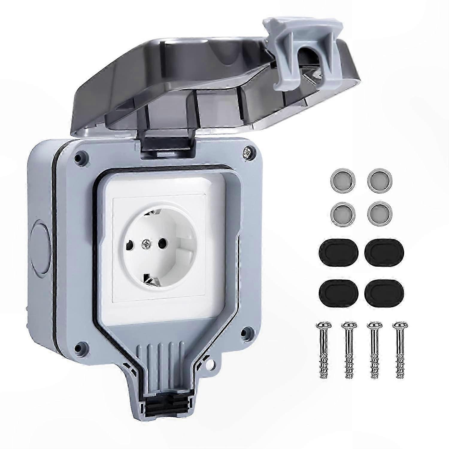 منفذ طاقة خارجي مقاوم للعوامل الجوية مع تصنيف IP66 ، صندوق توصيل واقي للمطبخ ، المرآب ، منطقة المسبح ، واستخدام الحديقة