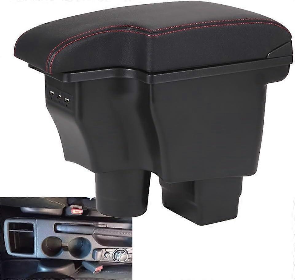 Car Armrest Centre Console for Mazda 2 Mazda CX3, Centre Armrest Car Storage Box, Double Layer Centre Console Storage Box L C/Red/Line