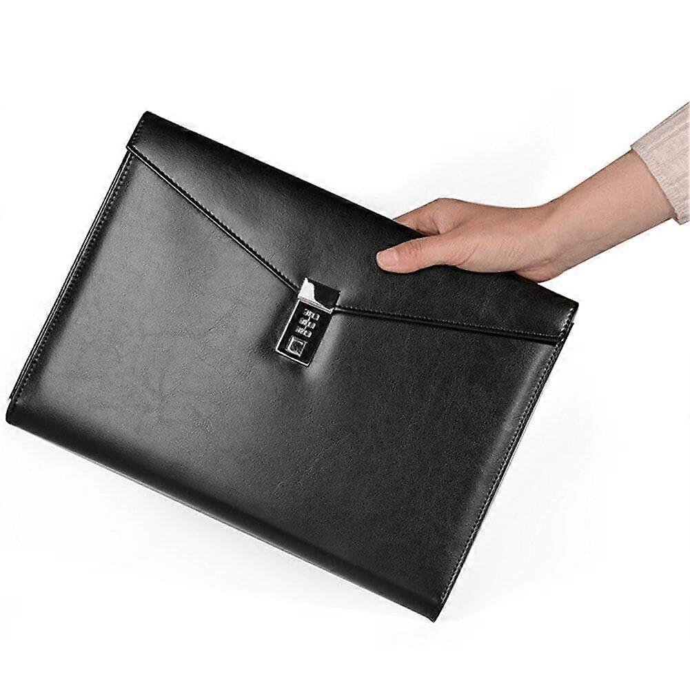 A4 Document File Folder Password Protected Briefcase PU Leather Office Organizer Bag A4 Size