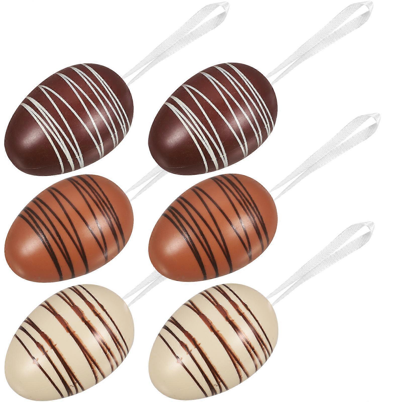 6pcs Egg Shape Pendants Colorful Decorative Egg Hanging Ornament Party Layout Props